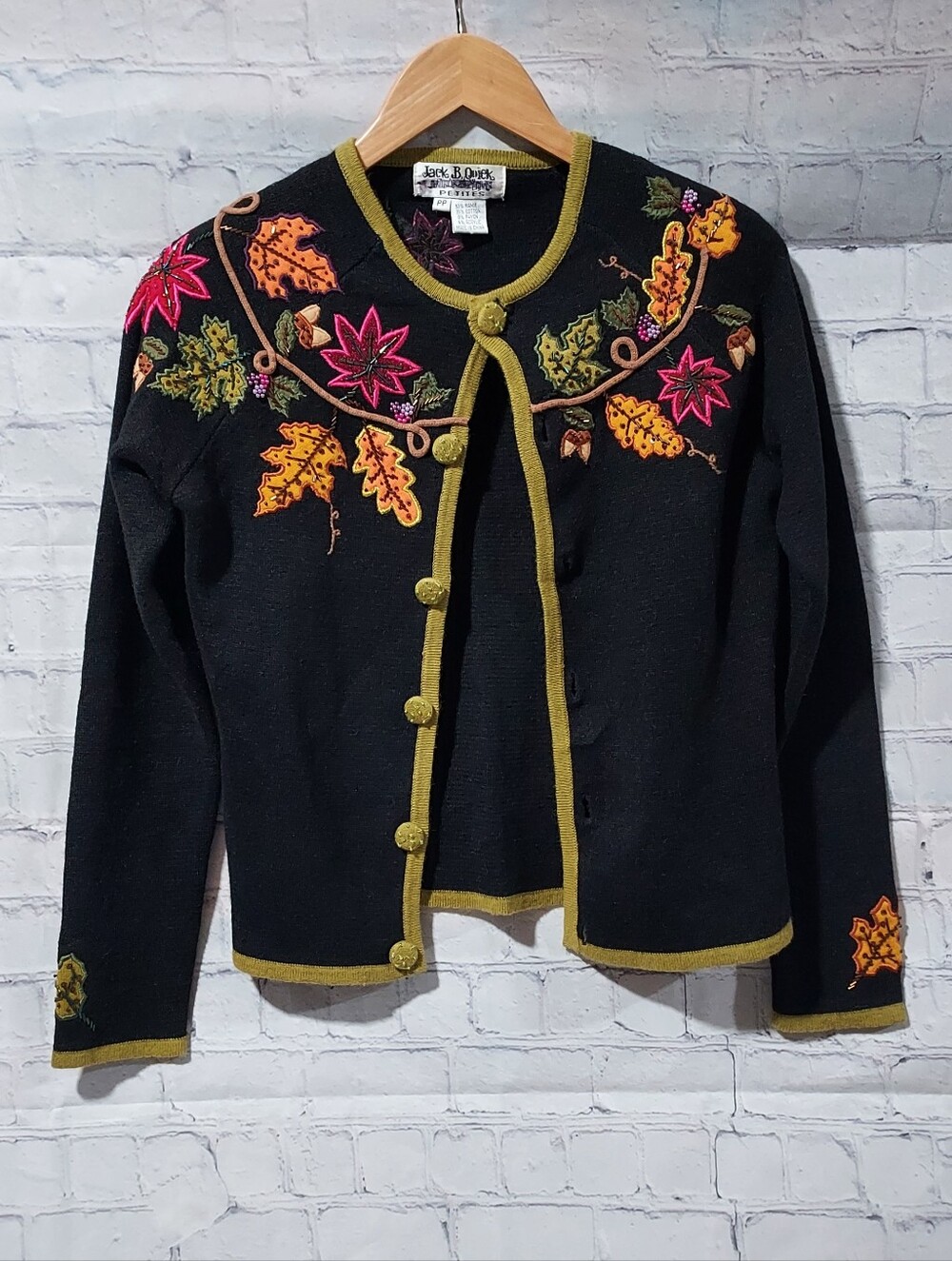 Jack B Quick Fall Cardigan Sweater Beaded Embellished Women's Petite PP FAIR